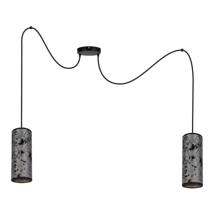 Hanglamp aan een koord AVALO 2xE27/60W/230V spin grijs/zwart