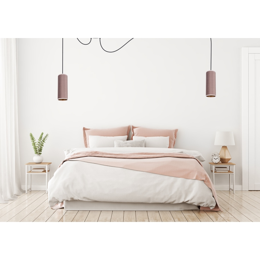 Hanglamp aan een koord AVALO 2xE27/60W/230V spin roze/koper
