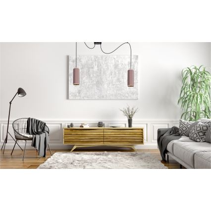 Hanglamp aan een koord AVALO 2xE27/60W/230V spin roze/koper