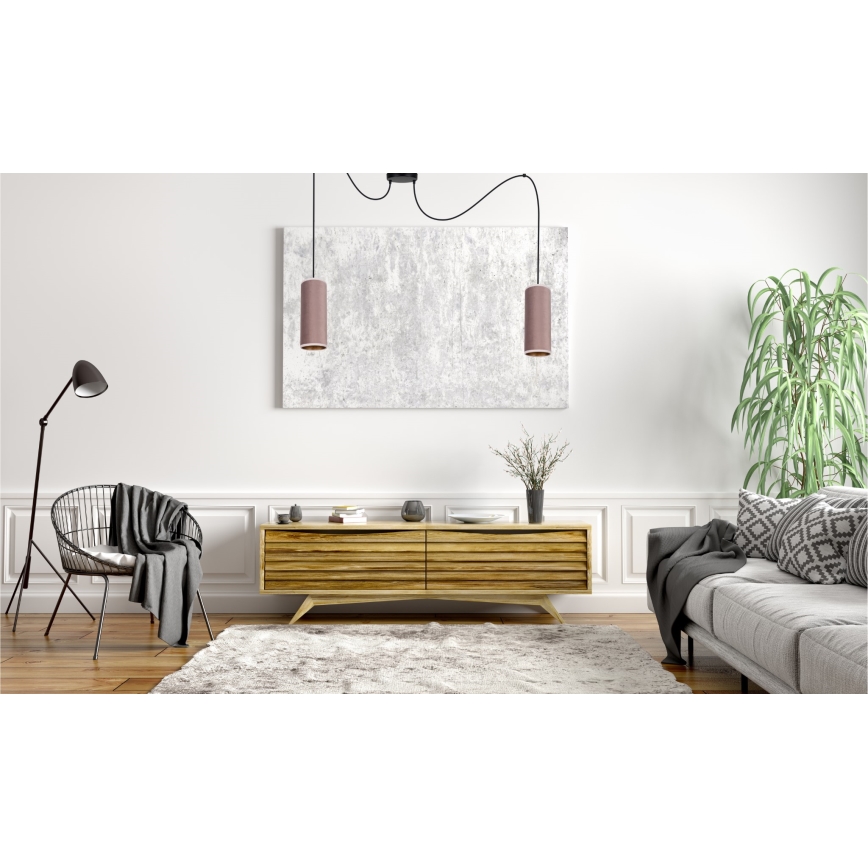 Hanglamp aan een koord AVALO 2xE27/60W/230V spin roze/koper