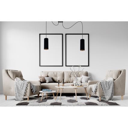 Hanglamp aan een koord AVALO 2xE27/60W/230V spin zwart