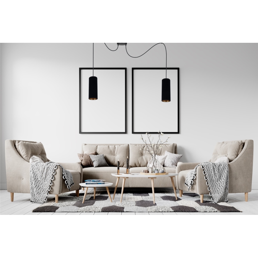 Hanglamp aan een koord AVALO 2xE27/60W/230V spin zwart