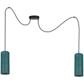Hanglamp aan een koord AVALO 2xE27/60W/230V turquoise/goud