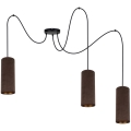 Hanglamp aan een koord AVALO 3xE27/60W/230V bruin