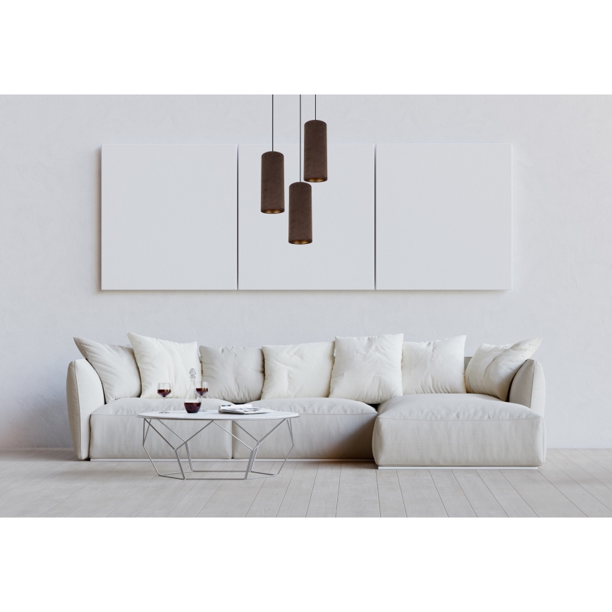 Hanglamp aan een koord AVALO 3xE27/60W/230V diameter 35 cm bruin