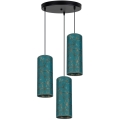 Hanglamp aan een koord AVALO 3xE27/60W/230V diameter 35 cm turquoise/goud