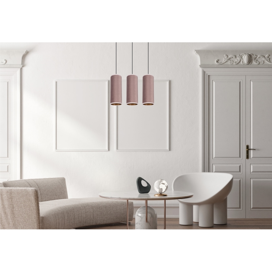 Hanglamp aan een koord AVALO 3xE27/60W/230V roze