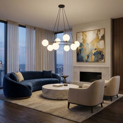 Hanglamp aan een koord AZURA 8xE14/10W/230V zwart/wit