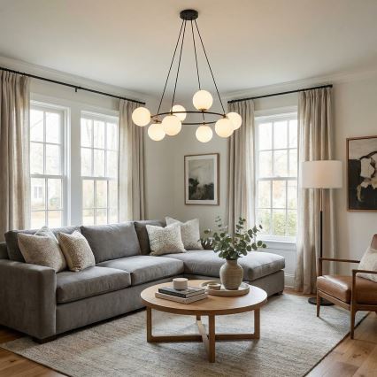Hanglamp aan een koord AZURA 8xE14/10W/230V zwart/wit