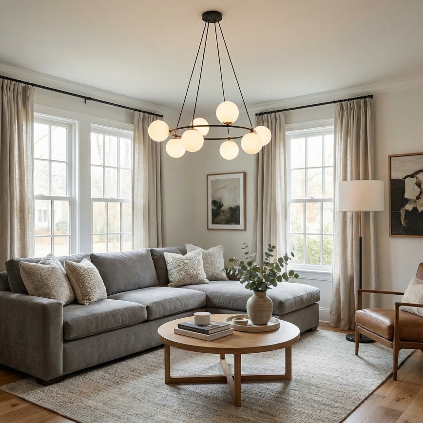 Hanglamp aan een koord AZURA 8xE14/10W/230V zwart/wit