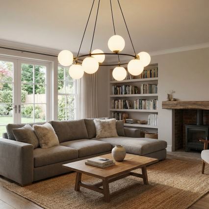 Hanglamp aan een koord AZURA 8xE14/10W/230V zwart/wit