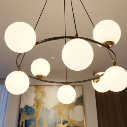 Hanglamp aan een koord AZURA 8xE14/10W/230V zwart/wit