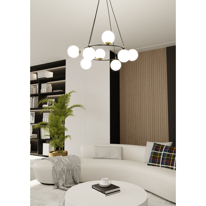 Hanglamp aan een koord AZURA 8xE14/10W/230V zwart/wit