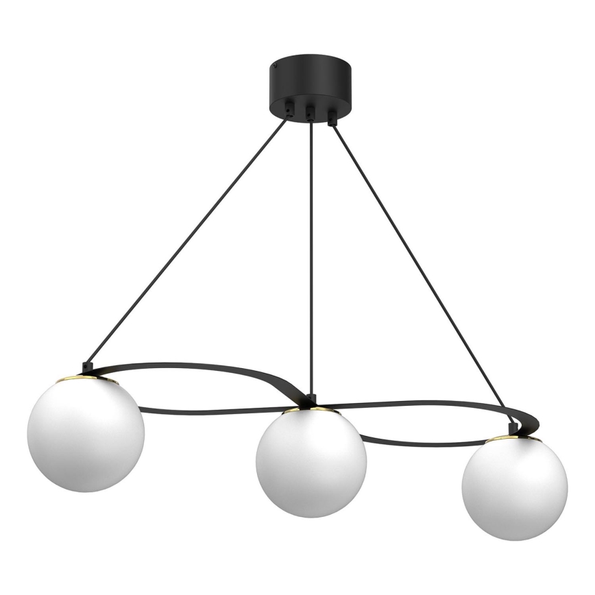 Hanglamp aan een koord BALLO 3xE27/15W/230V zwart/wit