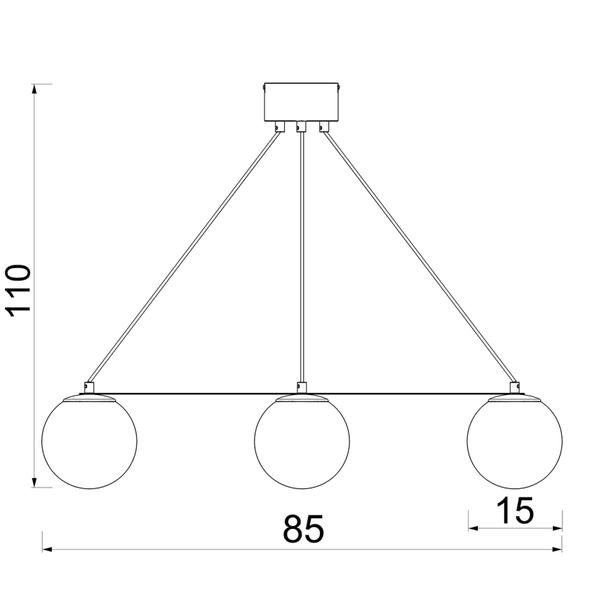 Hanglamp aan een koord BALLO 3xE27/15W/230V zwart/wit