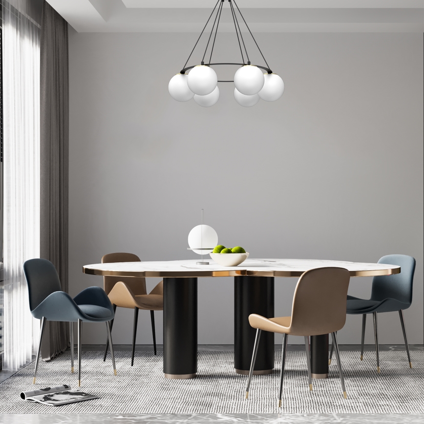 Hanglamp aan een koord BALLO 6xE27/15W/230V zwart/wit