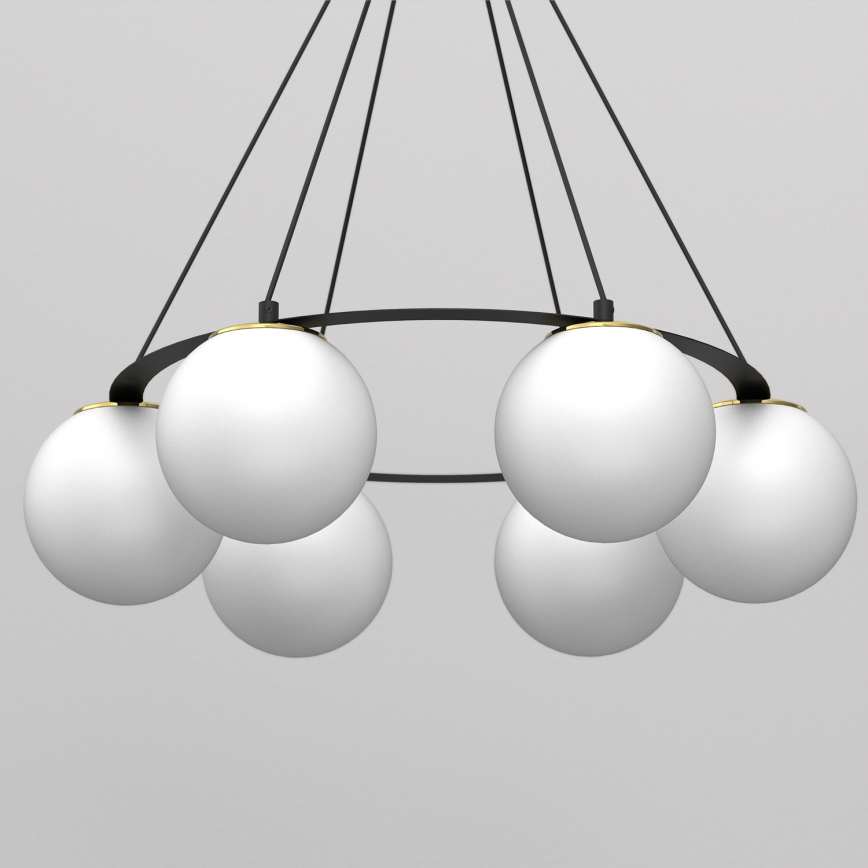 Hanglamp aan een koord BALLO 6xE27/15W/230V zwart/wit