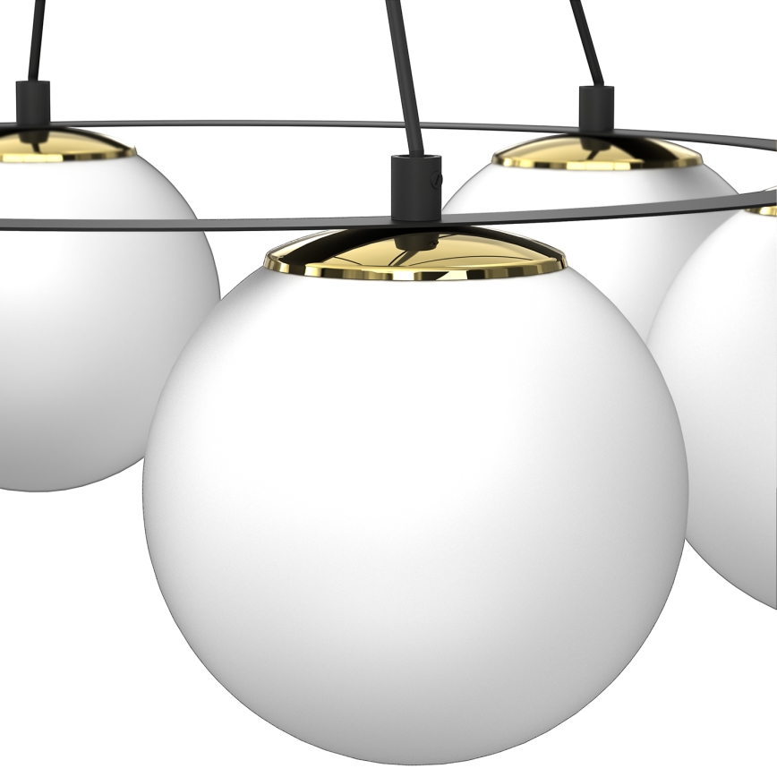 Hanglamp aan een koord BALLO 6xE27/15W/230V zwart/wit