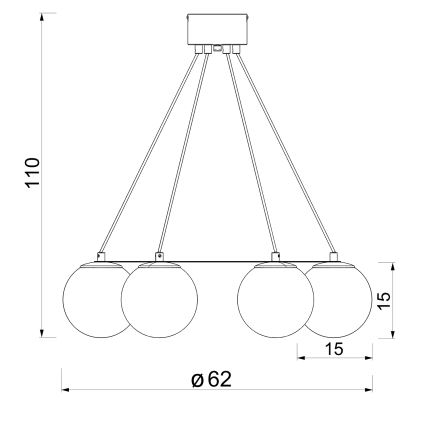 Hanglamp aan een koord BALLO 6xE27/15W/230V zwart/wit