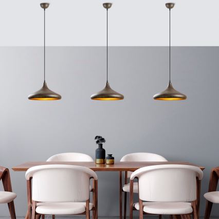 Hanglamp aan een koord BAREK 1xE27/40W/230V grijs