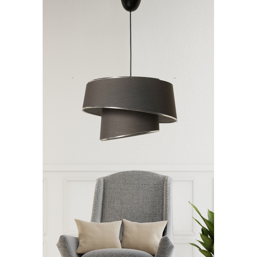 Hanglamp aan een koord BARETTE 1xE27/60W/230V antraciet/glanzend chroom
