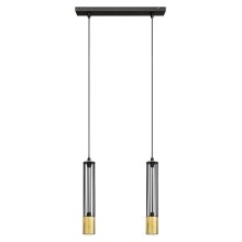 Hanglamp aan een koord BARS 2xGU10/20W/230V zwart/gouden