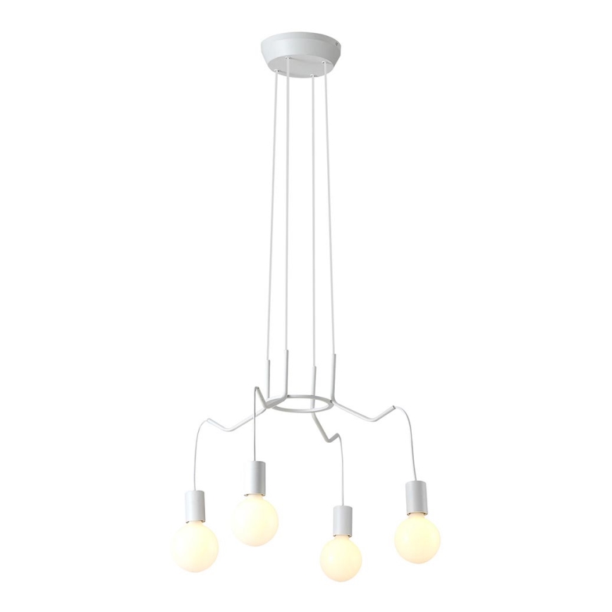 Hanglamp aan een koord BASSO 4xE27/40W/230V wit