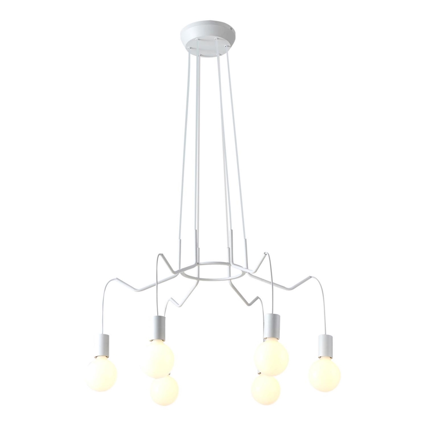 Hanglamp aan een koord BASSO 6xE27/40W/230V wit