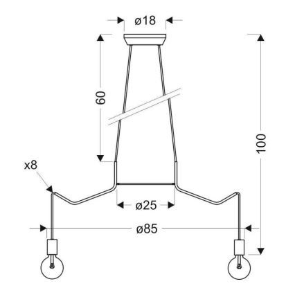 Hanglamp aan een koord BASSO 8xE27/40W/230V wit