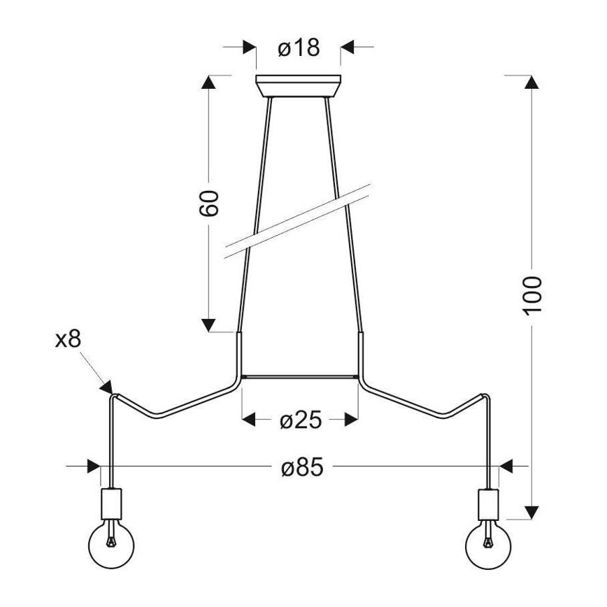 Hanglamp aan een koord BASSO 8xE27/40W/230V wit