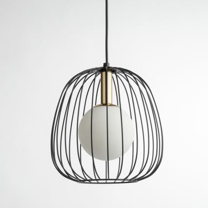 Hanglamp aan een koord BELL 1xG9/12W/230V diameter 24 cm zwart/goud