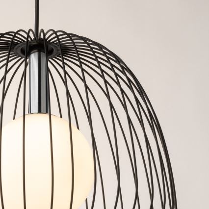 Hanglamp aan een koord BELL 1xG9/12W/230V diameter 33 cm zwart/glanzend chroom