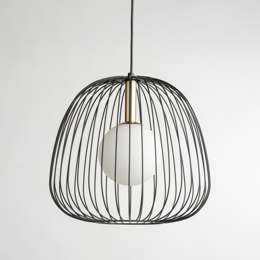 Hanglamp aan een koord BELL 1xG9/12W/230V diameter 33 cm zwart/goud