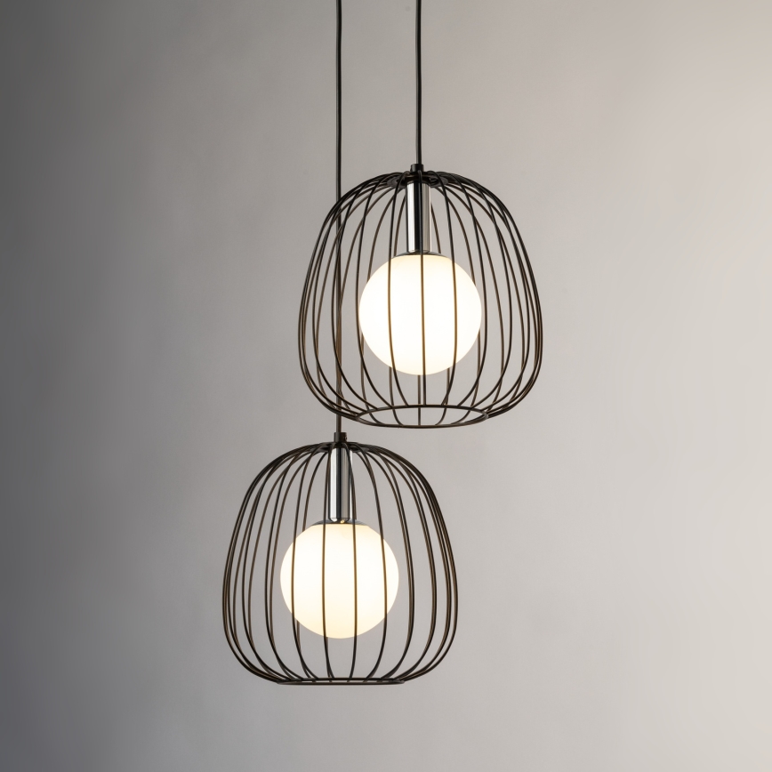 Hanglamp aan een koord BELL 2xG9/12W/230V zwart/glanzend chroom