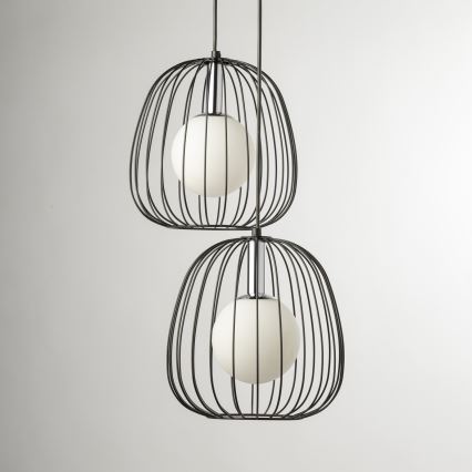 Hanglamp aan een koord BELL 2xG9/12W/230V zwart/glanzend chroom