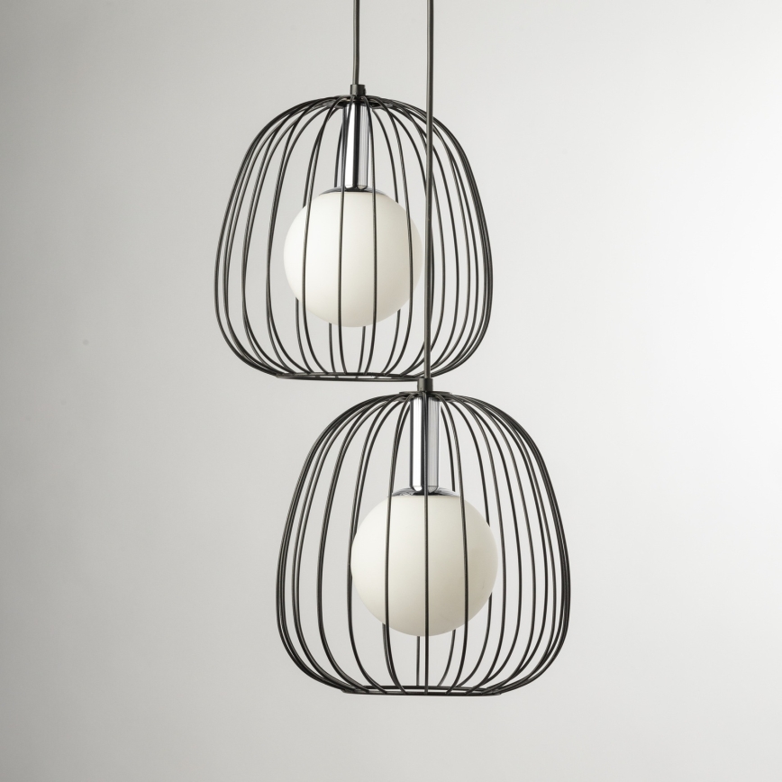 Hanglamp aan een koord BELL 2xG9/12W/230V zwart/glanzend chroom