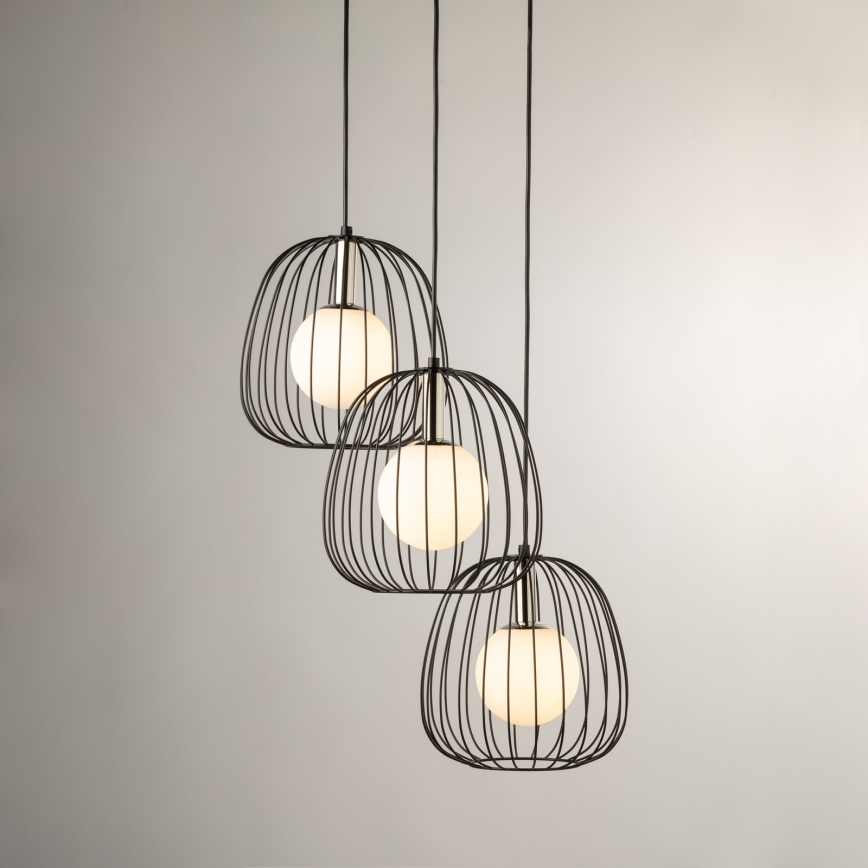 Hanglamp aan een koord BELL 3xG9/12W/230V zwart/glanzend chroom