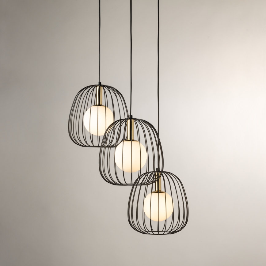 Hanglamp aan een koord BELL 3xG9/12W/230V zwart/goud