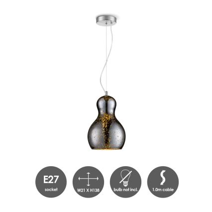 Hanglamp aan een koord BELLO 1xE27/40W/230V diameter 21 cm chroom