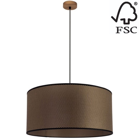 Hanglamp aan een koord BENITA 1xE27/40W/230V bruin/eiken – FSC gecertificeerd