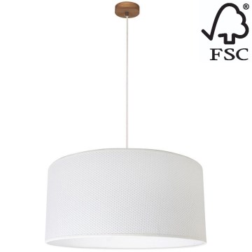 Hanglamp aan een koord BENITA 1xE27/40W/230V wit/eiken – FSC gecertificeerd