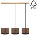 Hanglamp aan een koord BENITA 3xE27/40W/230V bruin/eiken – FSC gecertificeerd