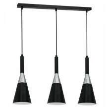 Hanglamp aan een koord BENITO 3xE27/60W/230V zwart/glanzend chroom 