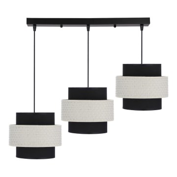Hanglamp aan een koord BENTA 3xE27/40W/230V zwart/crème