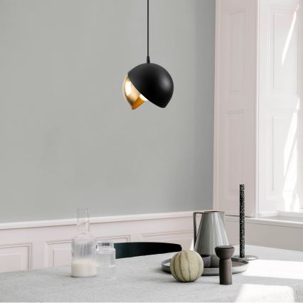 Hanglamp aan een koord BERCESTE 1xE27/40W/230V zwart/goud