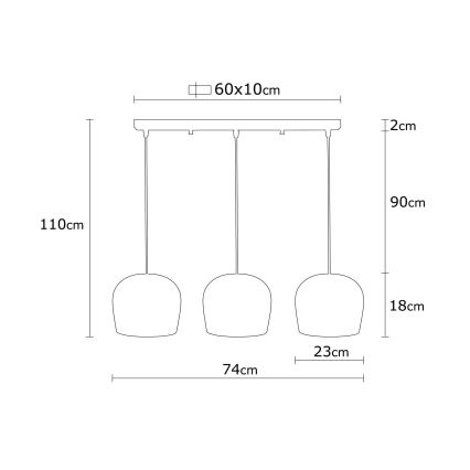 Hanglamp aan een koord BERCESTE 3xE27/40W/230V