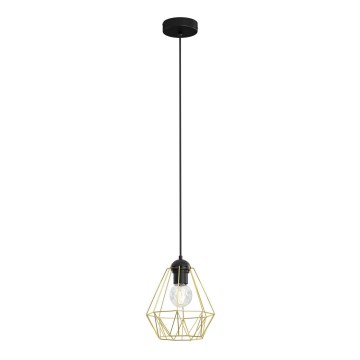 Hanglamp aan een koord BERGEN 1xE27/60W/230V zwart/gouden