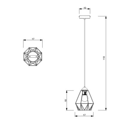 Hanglamp aan een koord BERGEN 1xE27/60W/230V zwart/gouden