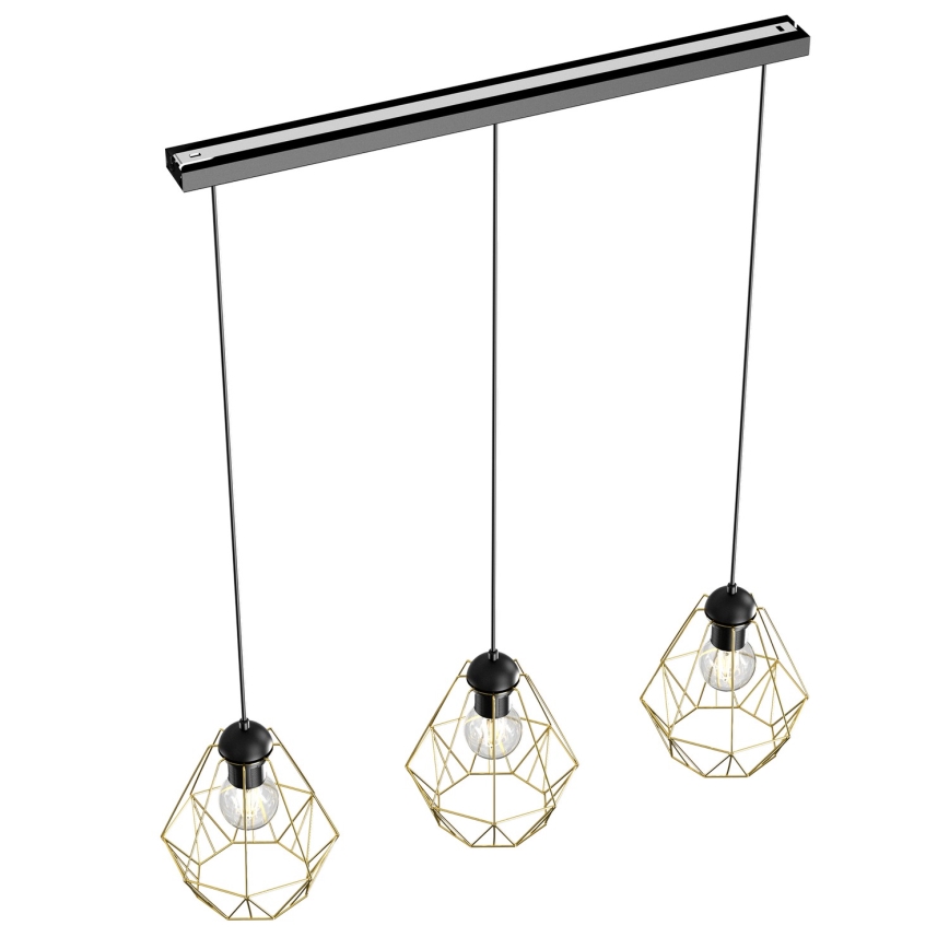 Hanglamp aan een koord BERGEN 3xE27/60W/230V zwart/goud