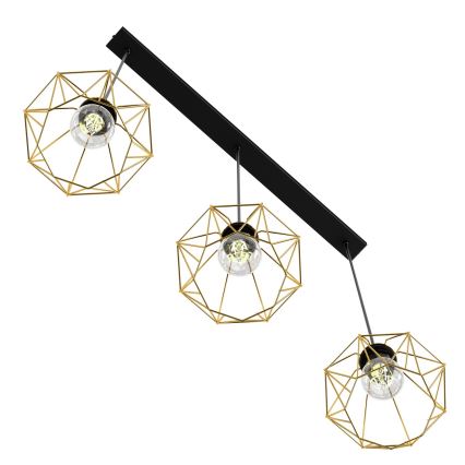 Hanglamp aan een koord BERGEN 3xE27/60W/230V zwart/goud